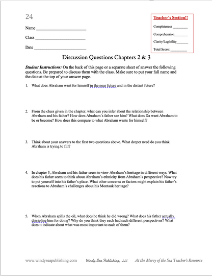 Teacher Resource for At the Mercy of the Sea