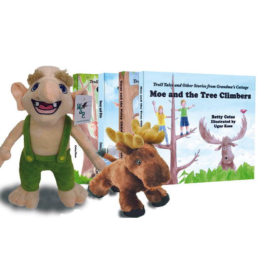 Troll Tales 4 Book Set and Oscar & Moose Plushies