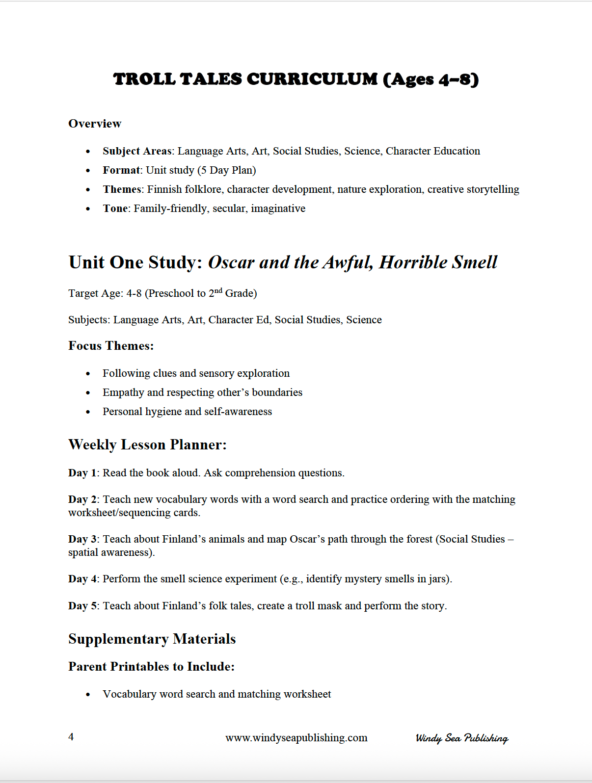 Troll Tales Teacher Resource; Oscar and the Awful, Horrible Smell