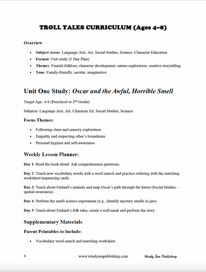Troll Tales Teacher Resource; Oscar and the Awful, Horrible Smell